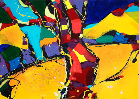 Veselý strom - olej, komb. tech. na plátně 50 x 70 cm - 2012 - 27000,-Kč